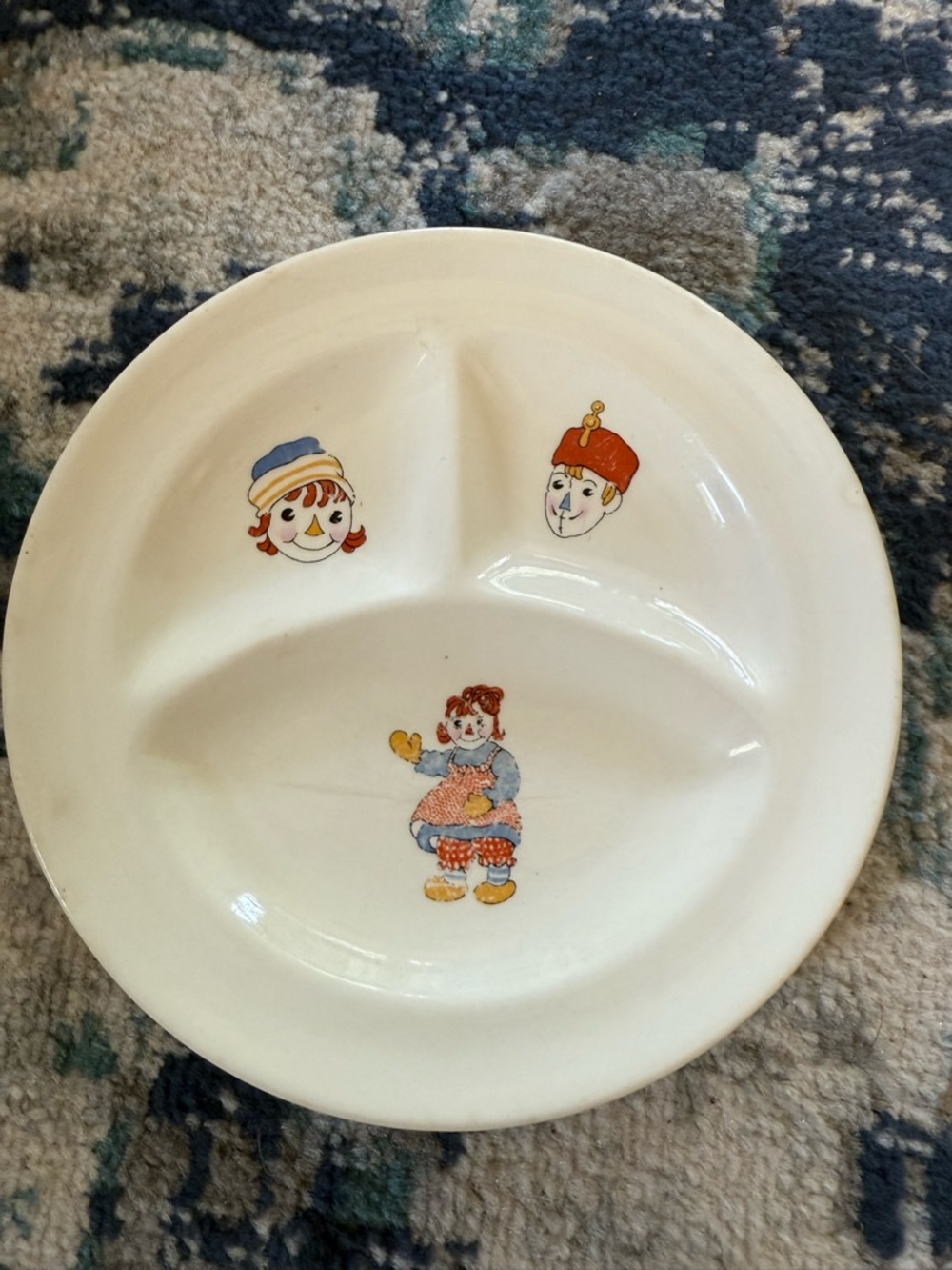 Vintage Raggedy Ann and Andy Ware 1941 Kids Sectioned Plate Crooksville